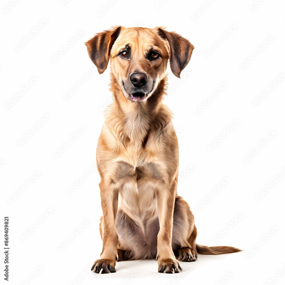 Sloughi dog breed standing against white background, AI Generated Sloughi dog breed standing against white background, AI Generated