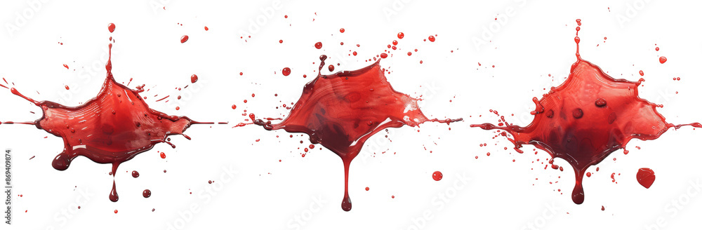 Elegant Collection of Blood Stains and Drops cut out dicut PNG on transparent in Light Studio - Set of 3 Drips, Spatters, and Marks Elegant Collection of Blood Stains and Drops cut out dicut PNG on transparent in Light Studio - Set of 3 Drips, Spatters, and Marks