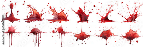 Spooky Blood Stains and Drops Collection - Cartoon Splats, Blobs, Trickles Set cut out dicut PNG on transparent
