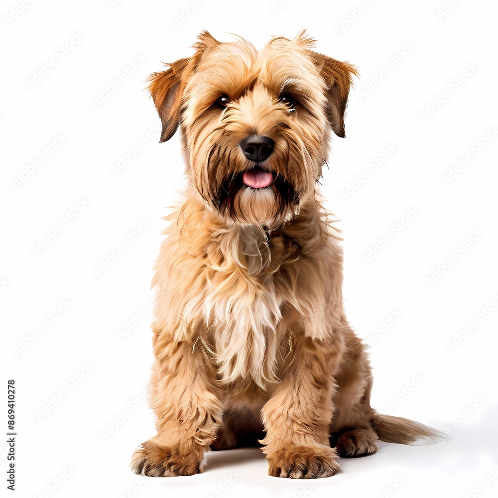 Soft coated wheaten terrier dog breed standing against white background, AI Generated Soft coated wheaten terrier dog breed standing against white background, AI Generated