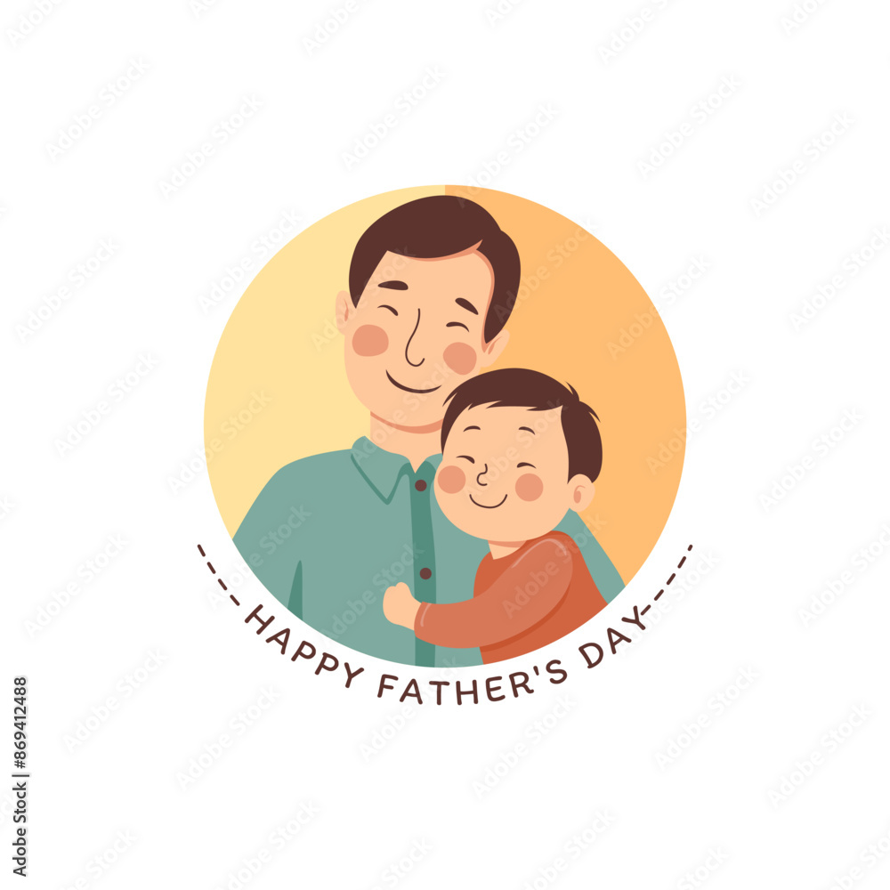 Happy Father's Days illustration, father holding child, Concept of fatherhood, parenting, and childhood in flat design. Happy Father's Days illustration, father holding child, Concept of fatherhood, parenting, and childhood in flat design.