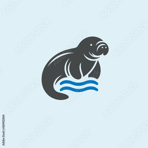 manatee. Logo, icon, sign. vector simple illustration	 photo