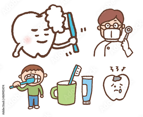 かわいい歯のキャラや歯磨きのイラスト