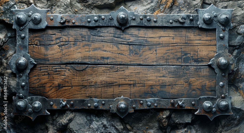 Weathered Wooden Sign With Rusty Metal Fasteners Weathered Wooden Sign With Rusty Metal Fasteners