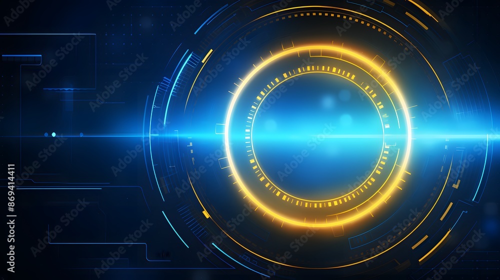 Fototapeta premium yellow and blue Abstract technology background circles digital hi-tech technology design background. concept innovation. vector illustration
