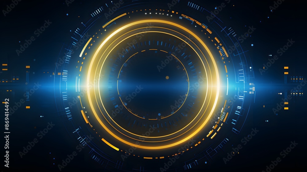 Obraz premium yellow and blue Abstract technology background circles digital hi-tech technology design background. concept innovation. vector illustration