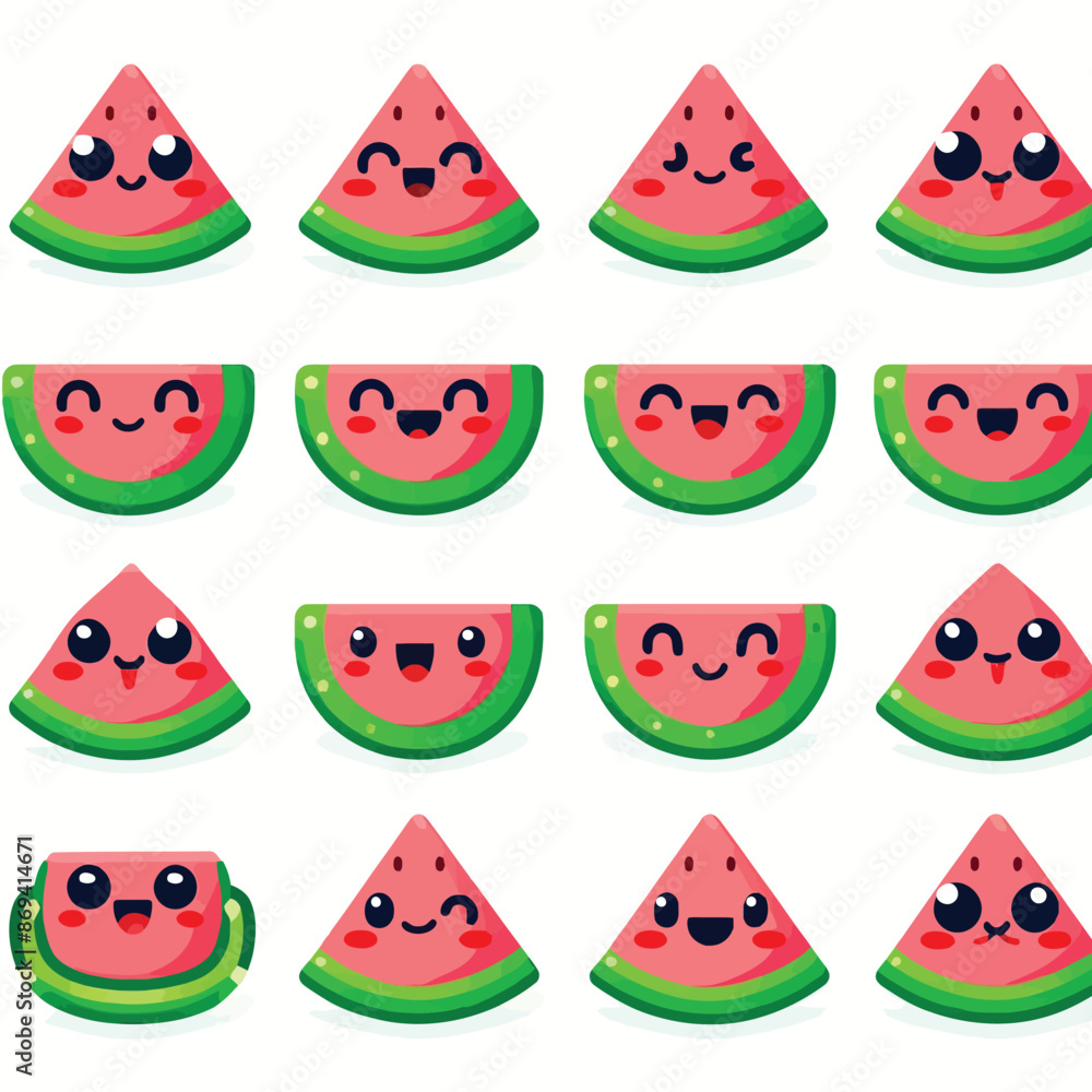 cute watermelon slices cartoon icon collection cute watermelon slices cartoon icon collection