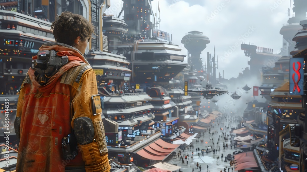 A boy and a future world full of technology
A boy and a future world full of technology