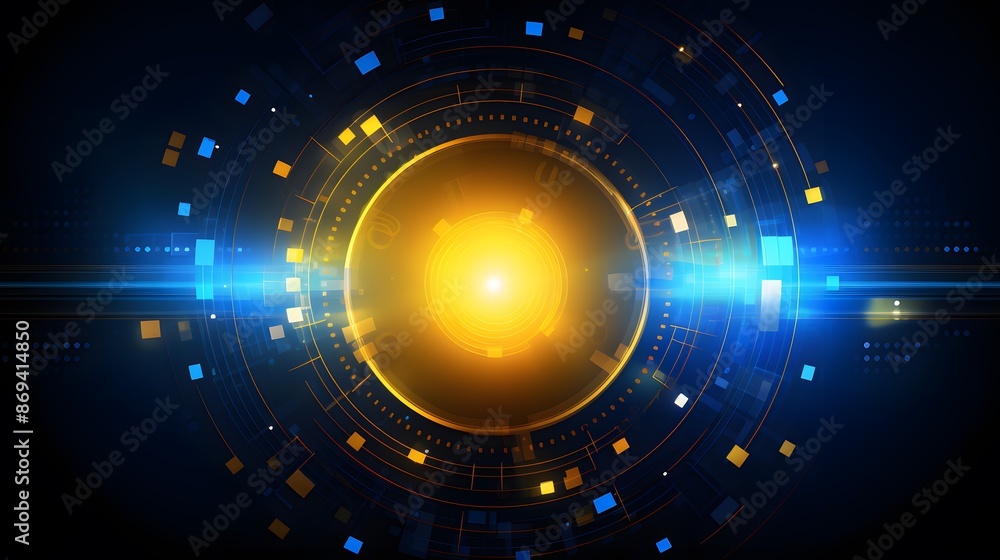 Obraz premium yellow and blue Abstract technology background circles digital hi-tech technology design background. concept innovation. vector illustration