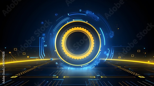  yellow and blue Abstract technology background circles digital hi-tech technology design background. concept innovation. vector illustration
