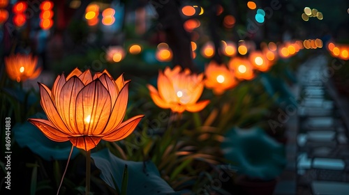 Hindu-Buddhist Vesak: Traditional Lotus Flower Ceremony in Bali, Indonesia photo