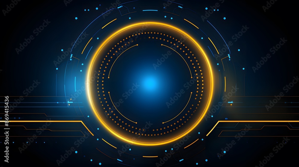 Fototapeta premium yellow and blue Abstract technology background circles digital hi-tech technology design background. concept innovation. vector illustration