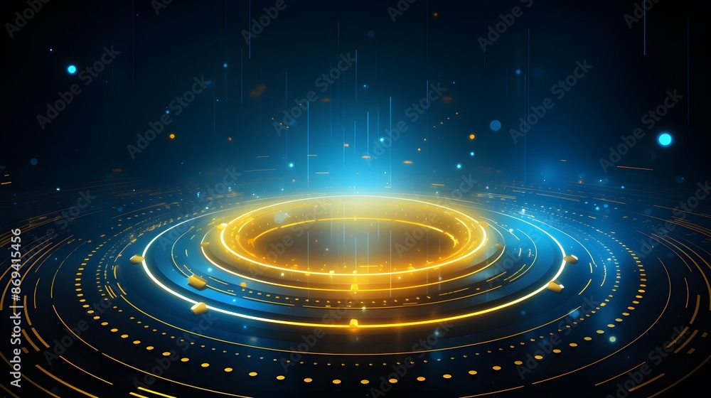 Obraz premium yellow and blue Abstract technology background circles digital hi-tech technology design background. concept innovation. vector illustration