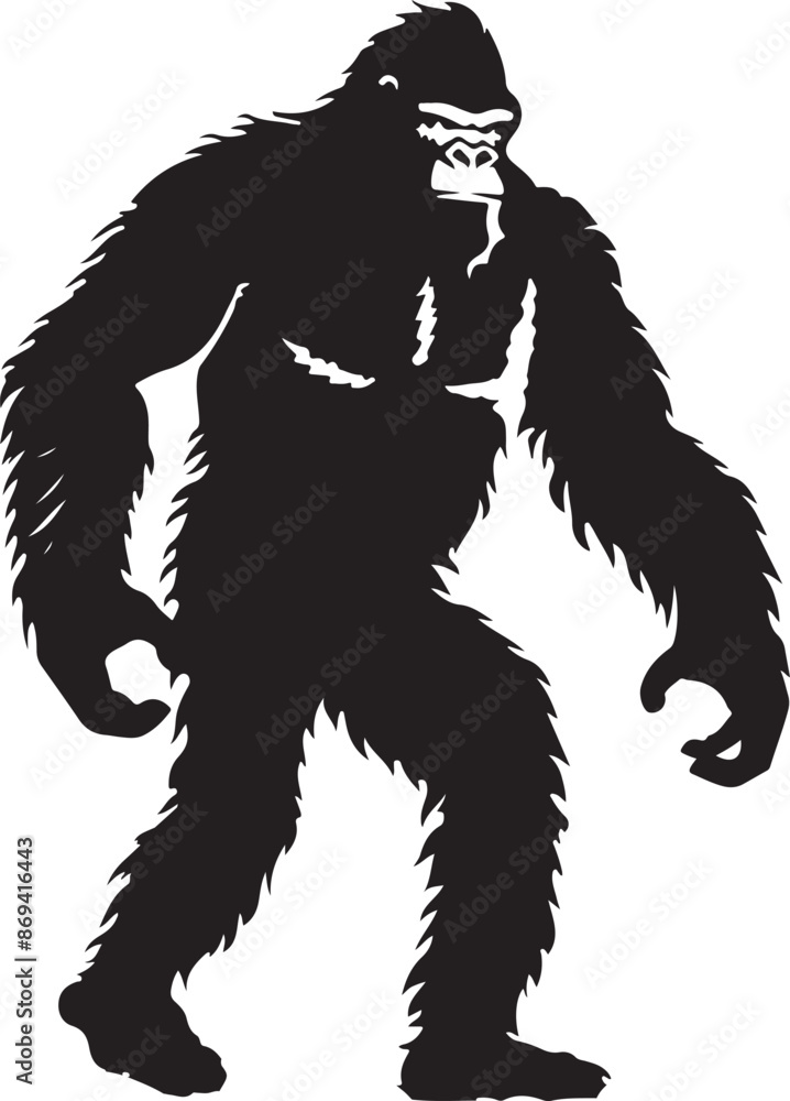 Bigfoot sasquatch mythical creature ancient silhouette on transparent background Bigfoot sasquatch mythical creature ancient silhouette on transparent background