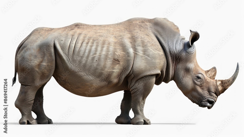 White Rhino Standing on a White Background White Rhino Standing on a White Background