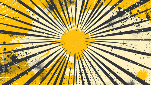 Bright yellow and black sunburst design ,generative ai