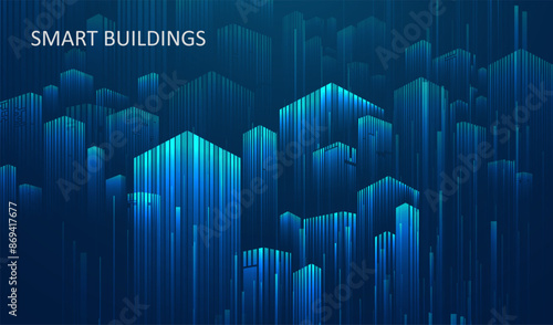 Smart building concept design for city illustration.