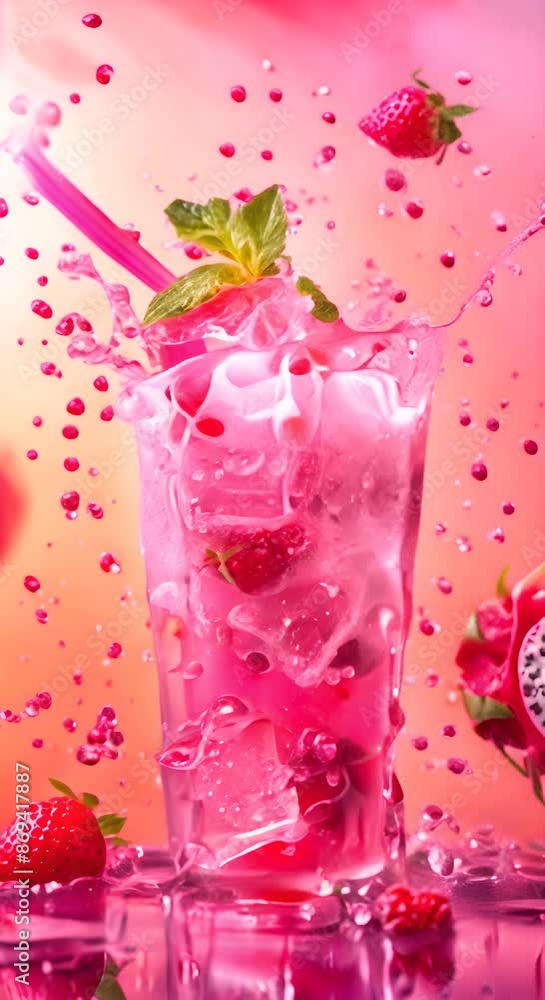strawberry cocktail with ice strawberry cocktail with ice