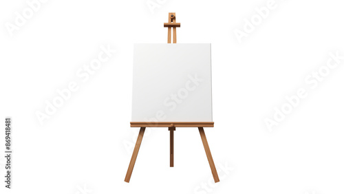 White easel cutout. Wooden painting easel on transparent background photo