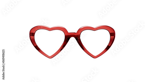 Heart shaped eyeglasses cutout. Red sunglasses in heart shape