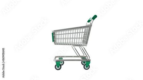 Shopping cart side view cutout. Isolated shopping cart on transparent background