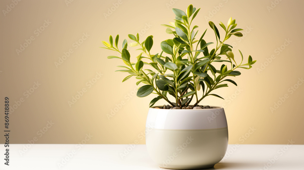 Fototapeta premium Eucalyptus plant on a pot on white background