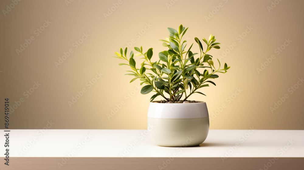 Fototapeta premium Eucalyptus plant on a pot on white background