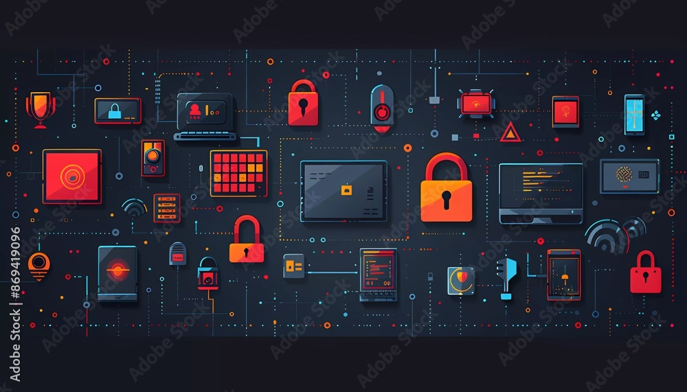 Data Encryption and Privacy, digital workspace with icons of data encryption algorithms, privacy shields