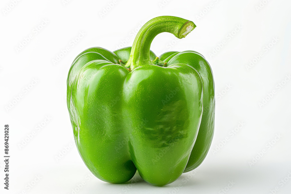 A Green Bell Pepper on a White Background A Green Bell Pepper on a White Background
