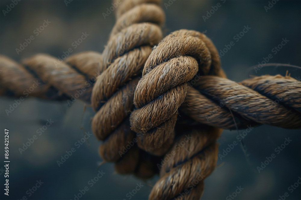 A rope is twisted into a knot. A rope is twisted into a knot.