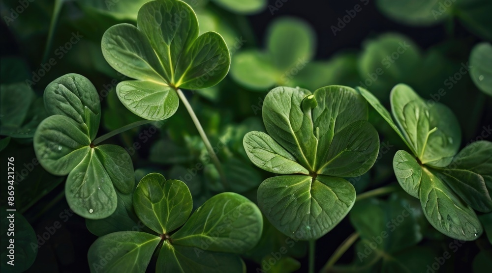 a close-up of green shamrock leaves a close-up of green shamrock leaves