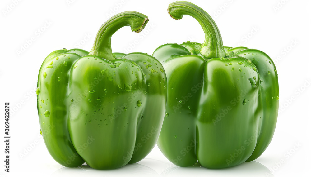 Two Green Bell Peppers on a White Background Two Green Bell Peppers on a White Background