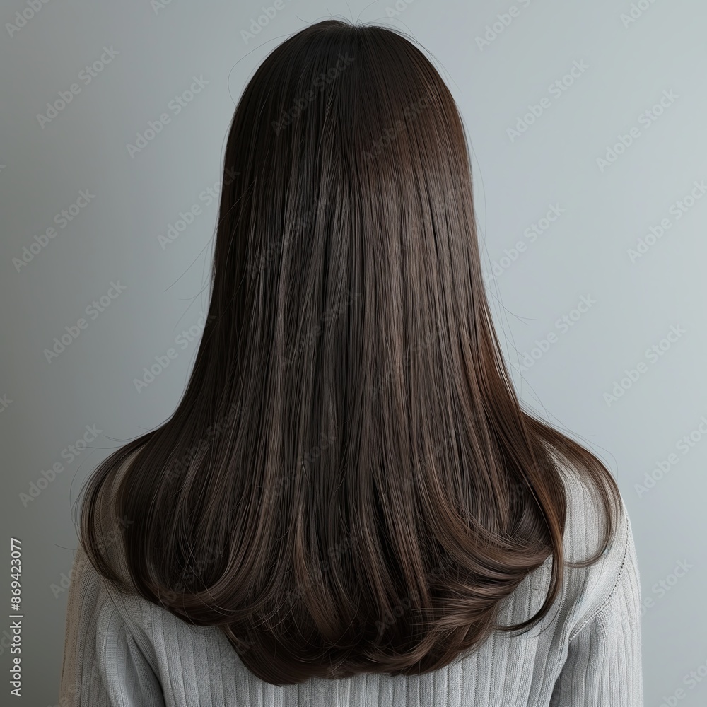 Back view of woman with long wavy hair Back view of woman with long wavy hair