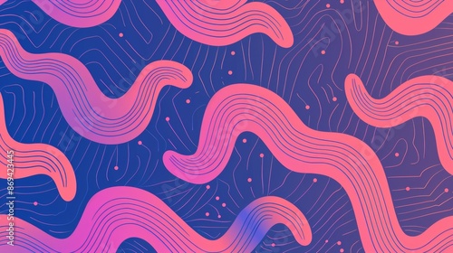 80's squiggles seamless, geometric design with a subtle gradient in the background