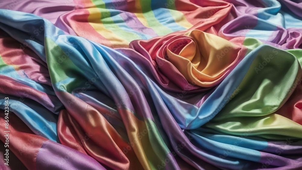 A cloth, a fabric with rainbow colors, vivid hue, a silk screen, texture detail A cloth, a fabric with rainbow colors, vivid hue, a silk screen, texture detail