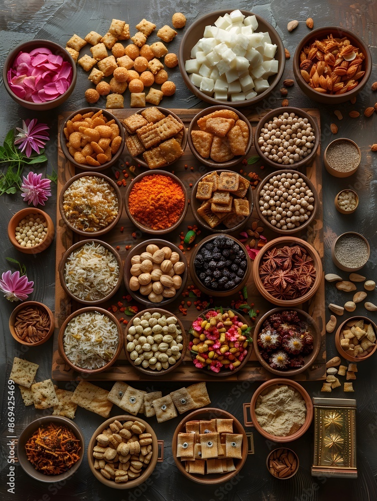 Creative Flat Lay of Rakhi Gifts and Traditional Indian Festival Elements Creative Flat Lay of Rakhi Gifts and Traditional Indian Festival Elements