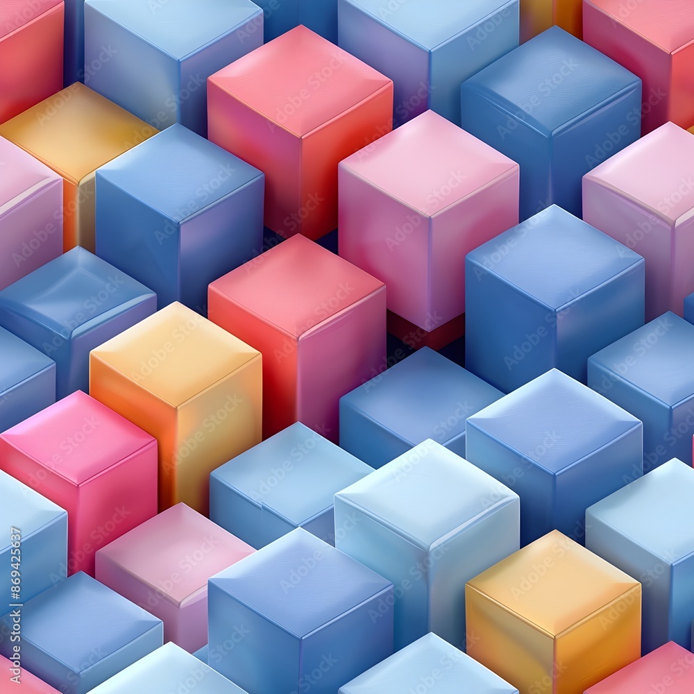 Pastel Cubes Forming Seamless Geometric Pattern with Three-Dimensional Illusion Pastel Cubes Forming Seamless Geometric Pattern with Three-Dimensional Illusion