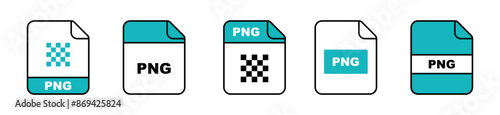 PNG file icons set. PNG file format. Document icons. Vector illustration.