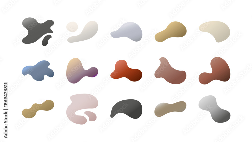 Set of gradient blob liquid elements. Fluid blob gradient elements. Liquid shapes, round abstract elements. Blotch shapes in neon colors. Simple water forms. Vector illustration Set of gradient blob liquid elements. Fluid blob gradient elements. Liquid shapes, round abstract elements. Blotch shapes in neon colors. Simple water forms. Vector illustration