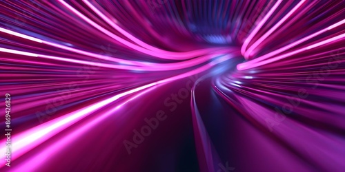 Abstract neon light rays on dynamic cyberpunk background with fast movement. Concept Neon Lights, Cyberpunk, Abstract Art, Fast Movement, Dynamic Background