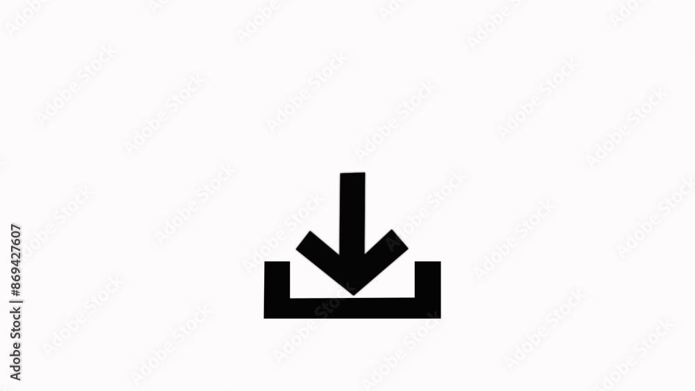 Download Icon, Flat internet navigation Download Down white color Arrow Moving Animation with black Background. Download Icon, Flat internet navigation Download Down white color Arrow Moving Animation with black Background.