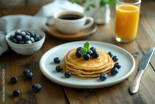 Pancakes with Blueberries a...
