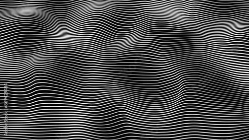 Wallpaper Mural Abstract  line waves futuristic distorted graphic with black  background Abstract thin white color wave background. Torontodigital.ca