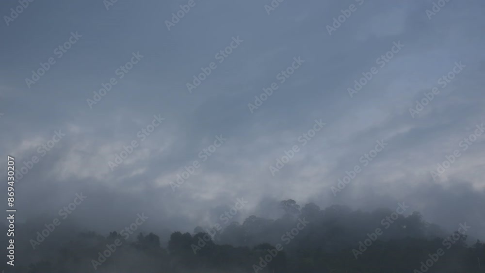landscape of mountain with mist at Nang rong waterfall in Thailand landscape of mountain with mist at Nang rong waterfall in Thailand