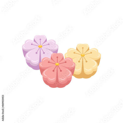 Nerikiri, a type of wagashi  made with sweetened white bean paste and glutinous rice flour.