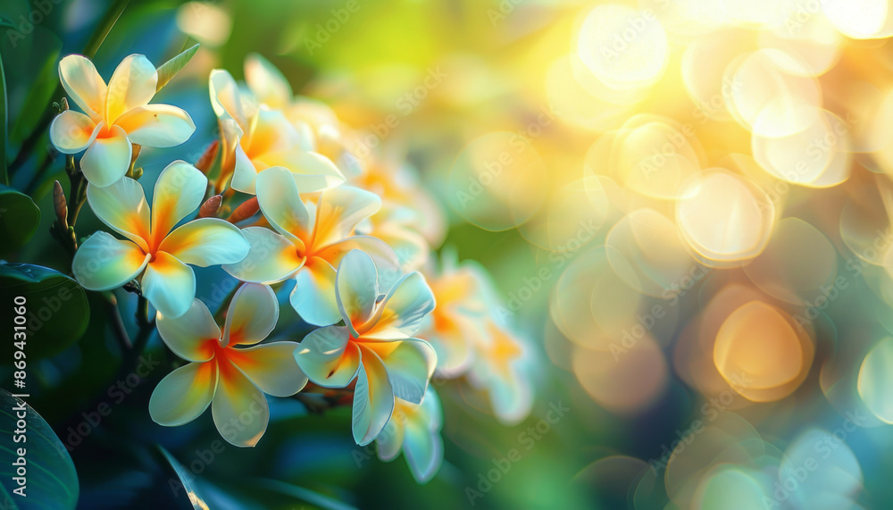 Fragrant Plumeria Flowers in Soft Sunlight Fragrant Plumeria Flowers in Soft Sunlight