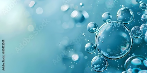 Wallpaper Mural Blue background with water bubbles collagen serum hyaluronic acid skincare molecules. Concept Hyaluronic Acid Skincare, Water Bubbles, Collagen Serum, Blue Background, Molecules Torontodigital.ca