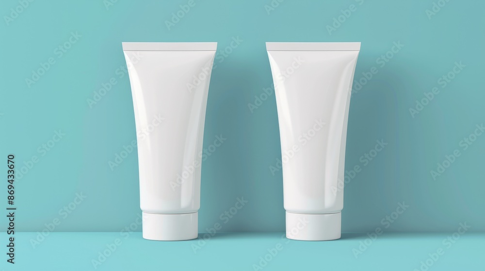 The mockup is of a white tube with a cap on the end. It shows the functionality of a cosmetic product design. A realistic 3D illustration set of plastic container templates for hand or face creams, The mockup is of a white tube with a cap on the end. It shows the functionality of a cosmetic product design. A realistic 3D illustration set of plastic container templates for hand or face creams,