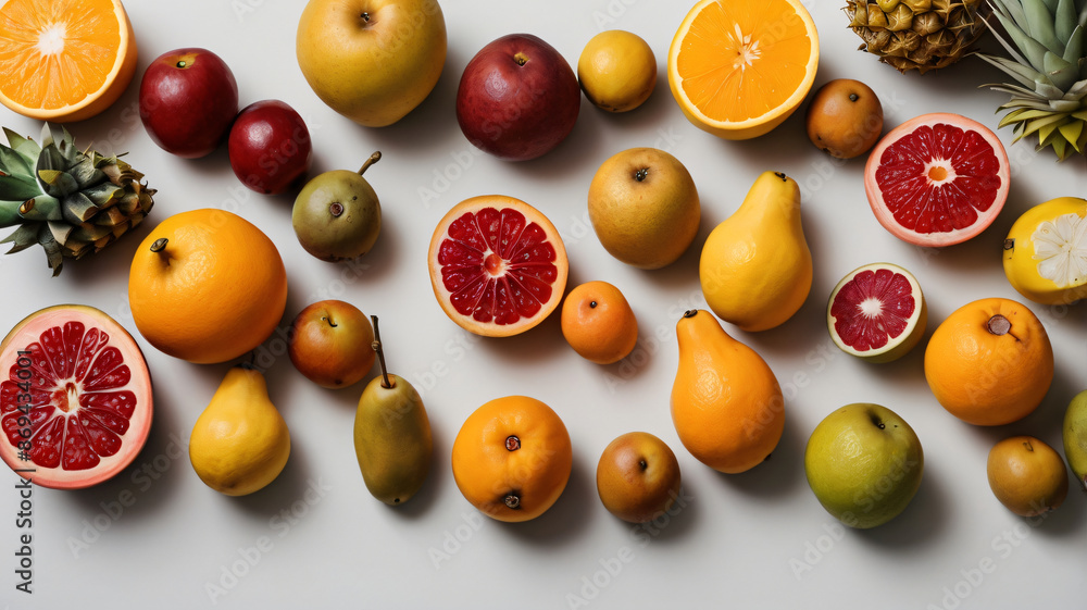 Fresh fruit in the kitchen on a table background copy space Fresh fruit in the kitchen on a table background copy space