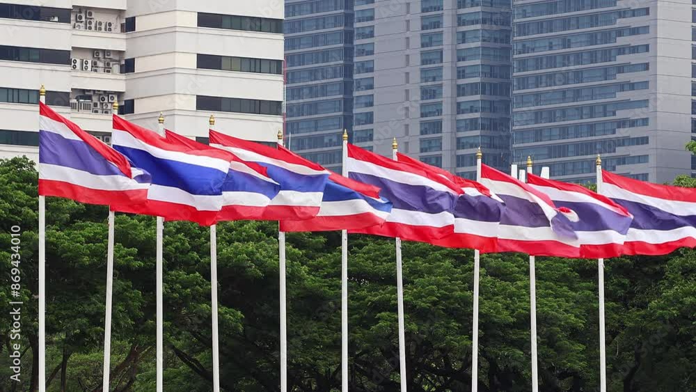 View of Thailand national flag at Chulalongkorn University, Bangkok Thailand. View of Thailand national flag at Chulalongkorn University, Bangkok Thailand.
